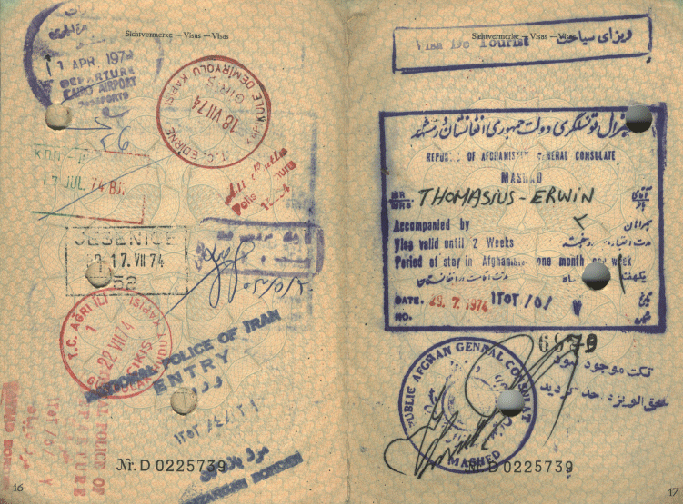 Visum Afghanistan 1974