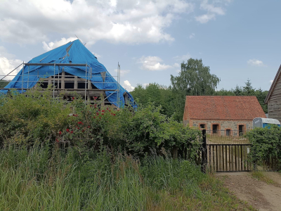 Alte Handwerker - Kunst in der Uckermark in Brandenburg. Sommer 2024. Farbfoto: Ralf Splettstößer.